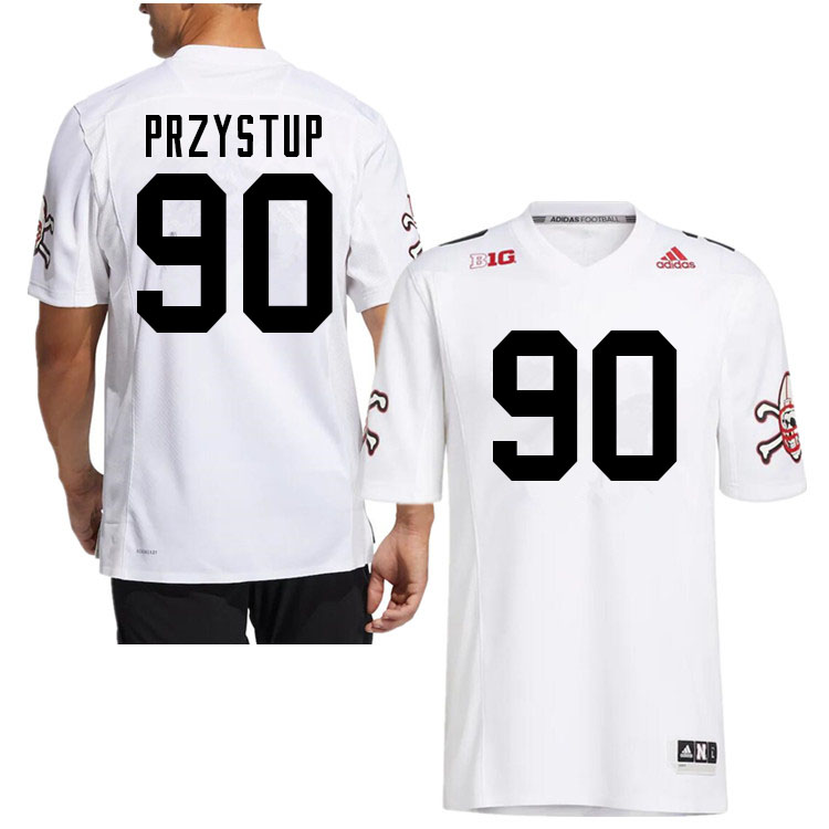 Men #90 William Przystup Nebraska Cornhuskers College Football Jerseys Sale-White Strategy